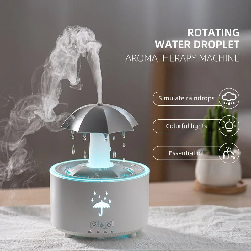 Aromatherapy Rotating Water Droplet LED Umbrella Humidifier β Relax, Refresh, Rejuvenate!