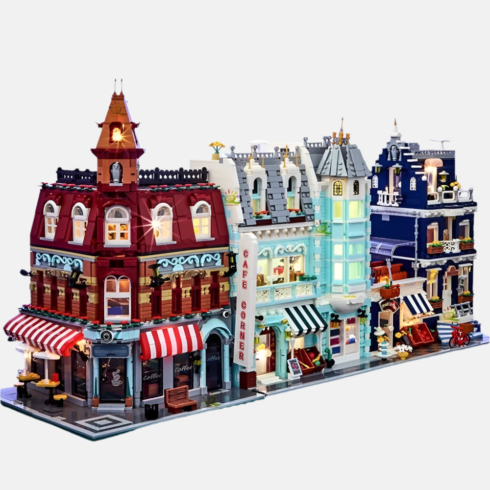 Mini City Street Building Set – Café, Shops & Apartments