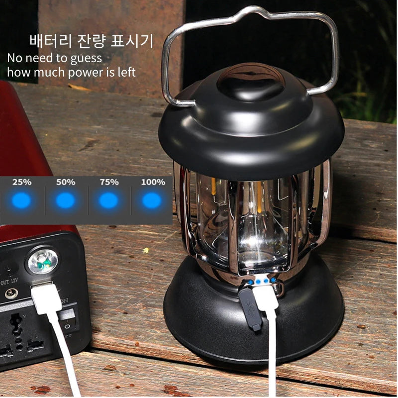 Rechargeable Waterproof Retro Camping Lamp – Style Meets Function!