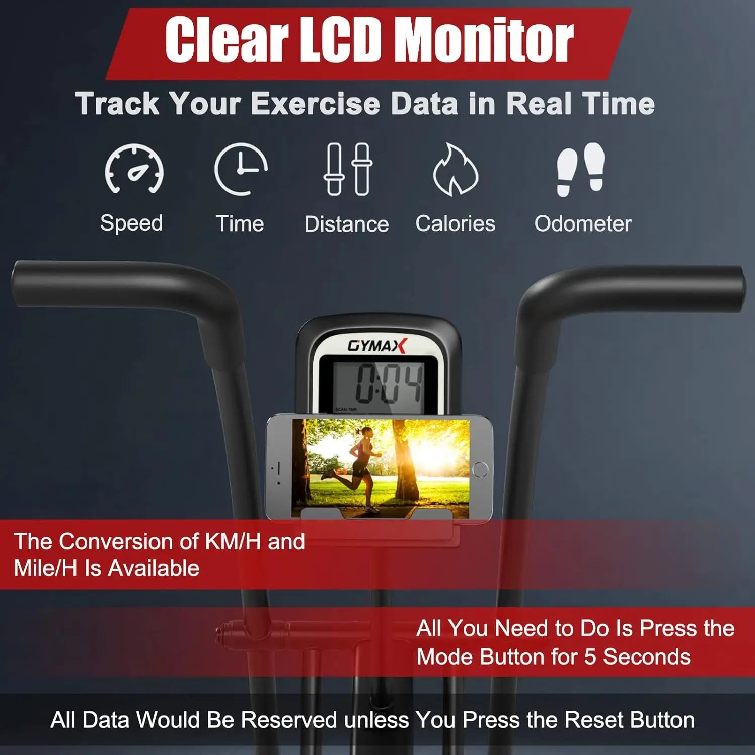 Fan Bike, Air Resistance Upright Bike with LCD Monitor