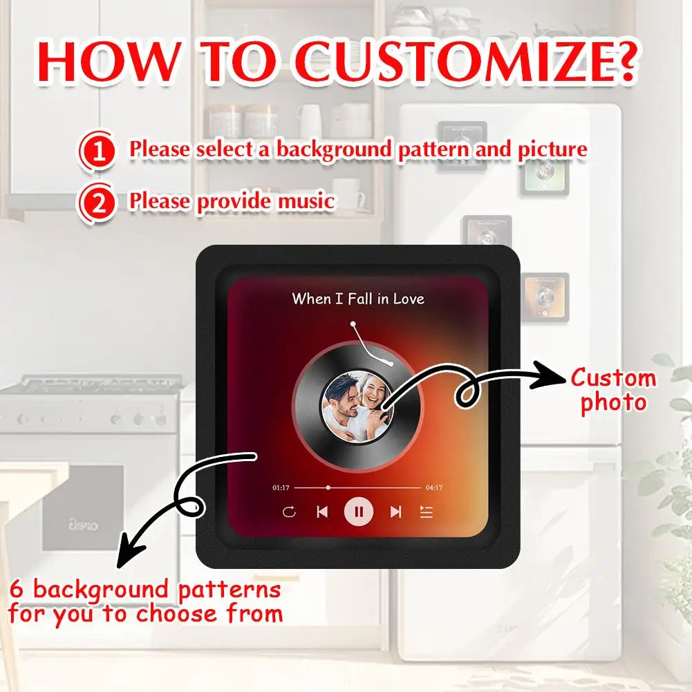 Personalized Music Fridge Magnet – Your Favorite Song & Photo in One!