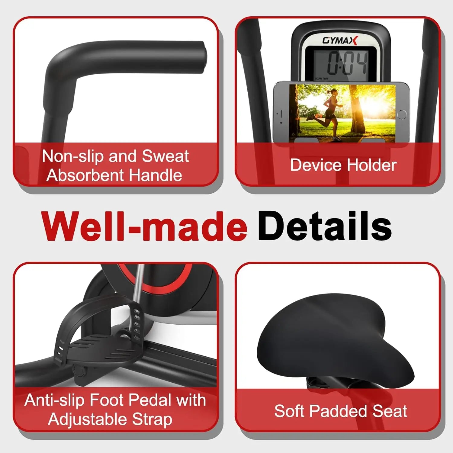 Fan Bike, Air Resistance Upright Bike with LCD Monitor
