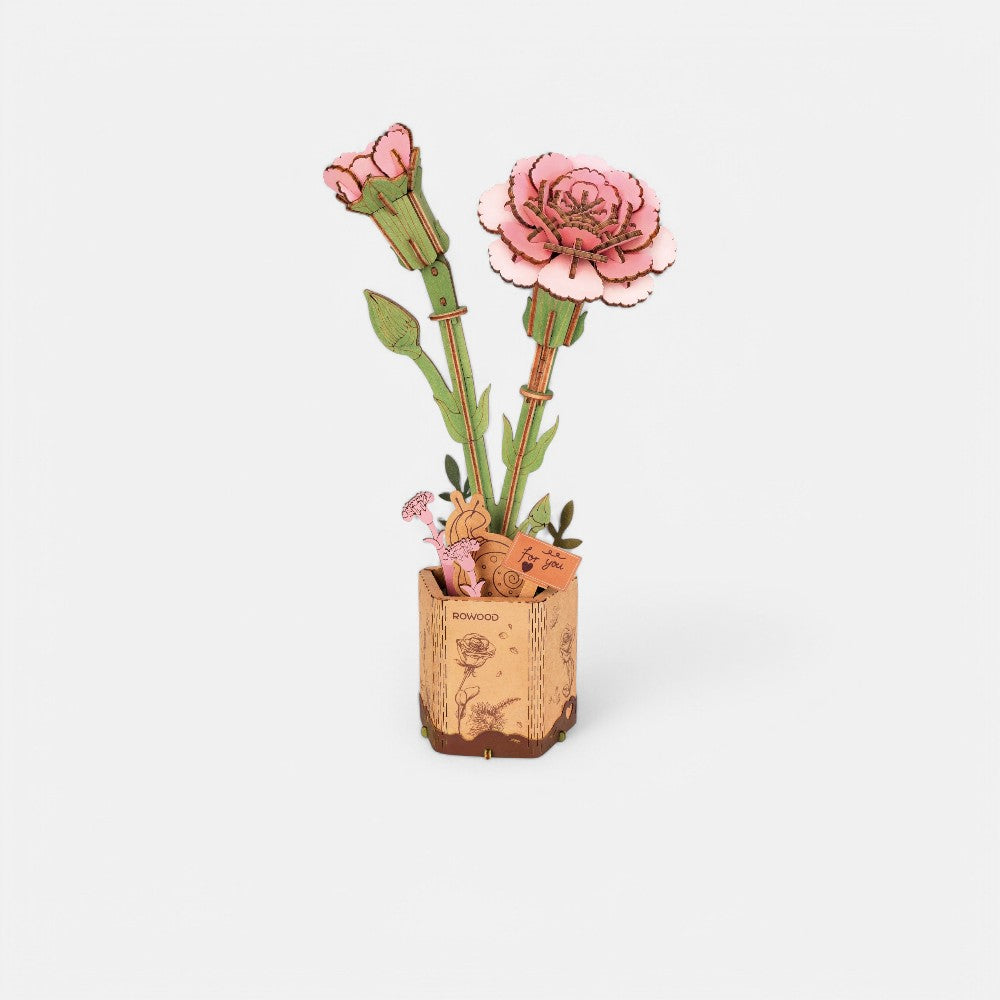 Blossom in 3D: Wooden Puzzle Bouquet