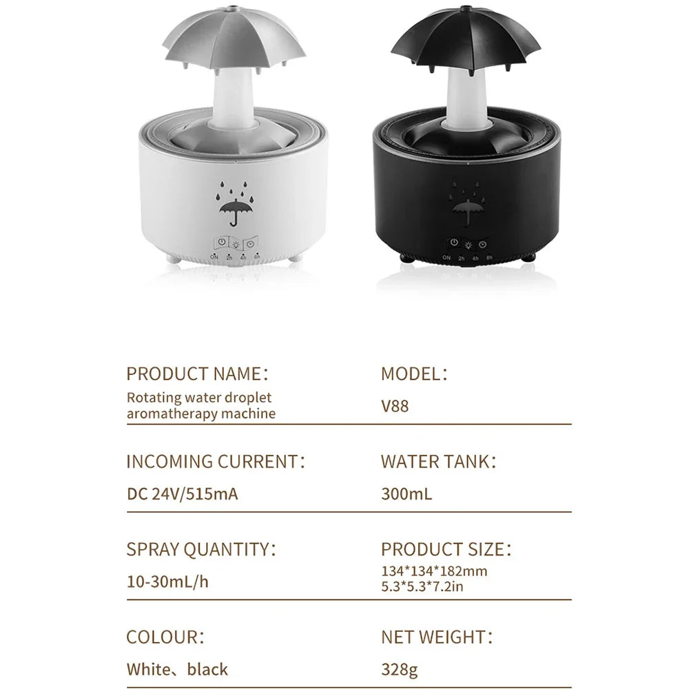 Aromatherapy Rotating Water Droplet LED Umbrella Humidifier β Relax, Refresh, Rejuvenate!