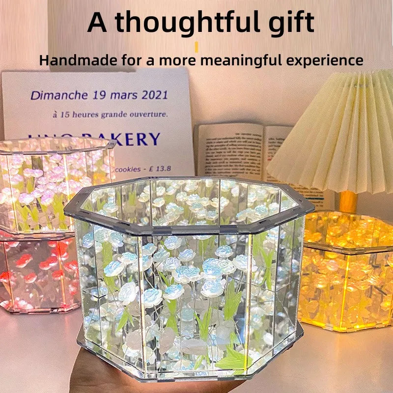 DIY Flowers Mirror Cube Lamp – Elegant Touch for Any Space!