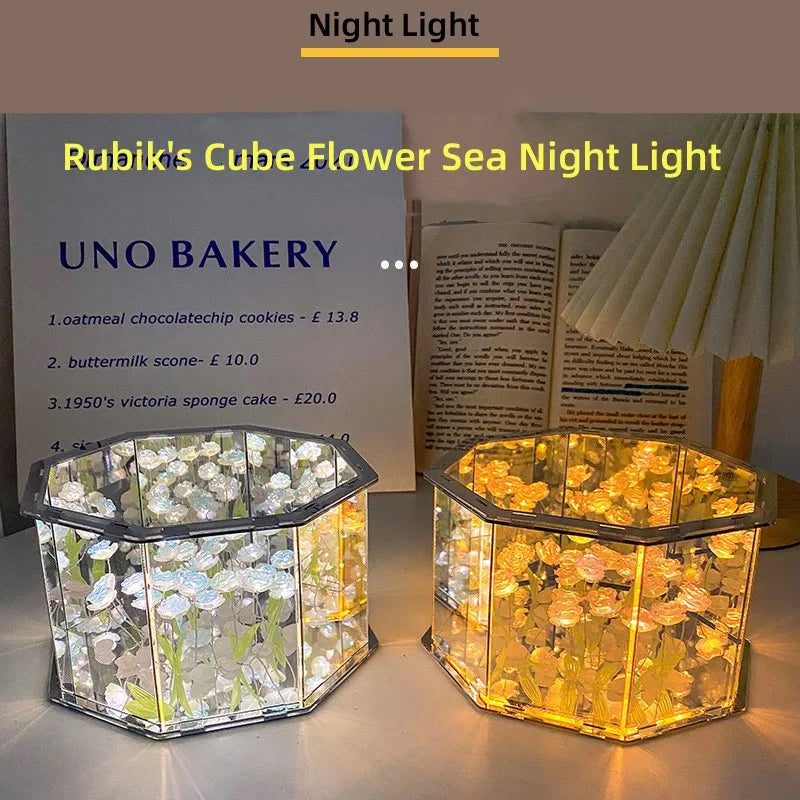 DIY Flowers Mirror Cube Lamp – Elegant Touch for Any Space!