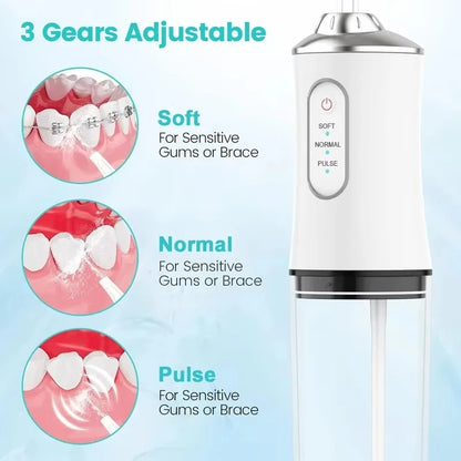 Portable Water Flosser USB Rechargeable Oral Irrigator Dental Cleaner 3 Modes 4 Nozzles for Teeth Care Home Travel
