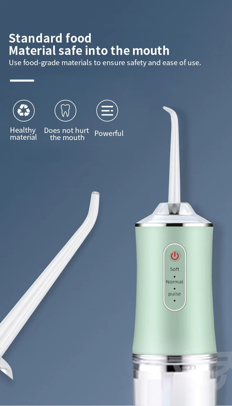 Portable Water Flosser USB Rechargeable Oral Irrigator Dental Cleaner 3 Modes 4 Nozzles for Teeth Care Home Travel