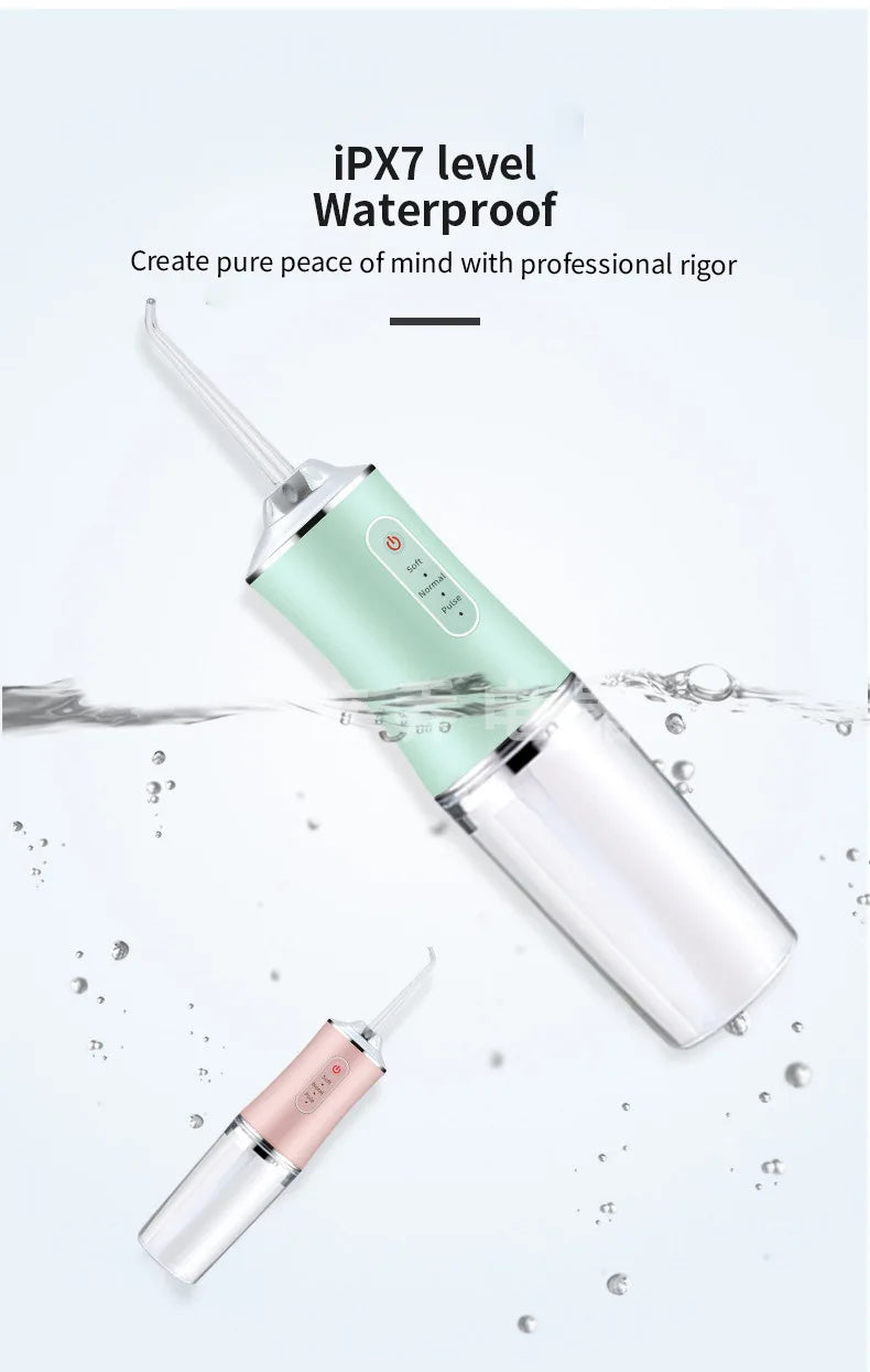 Portable Water Flosser USB Rechargeable Oral Irrigator Dental Cleaner 3 Modes 4 Nozzles for Teeth Care Home Travel